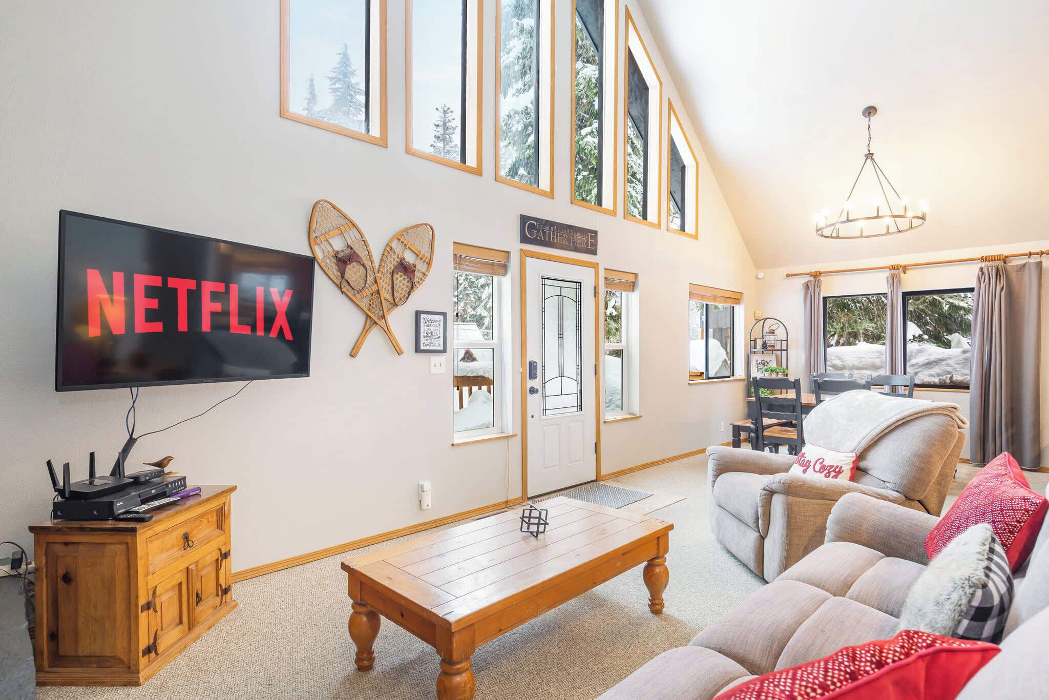 TV, fireplace, video games, DVD player