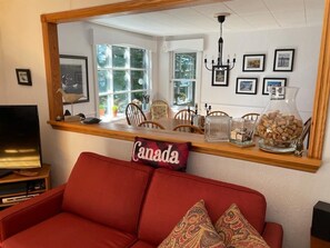 Una Smart TV, una chimenea, un reproductor de DVD, una videoteca