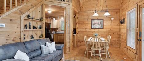 TV, fireplace, table football