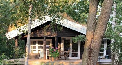 Log house near a child-friendly sandy beach