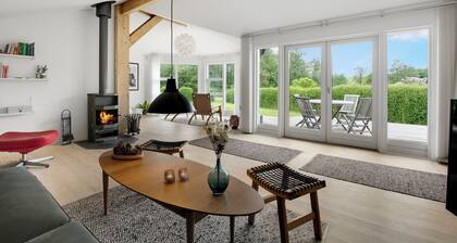 Scenic summer house near quiet lapping waves