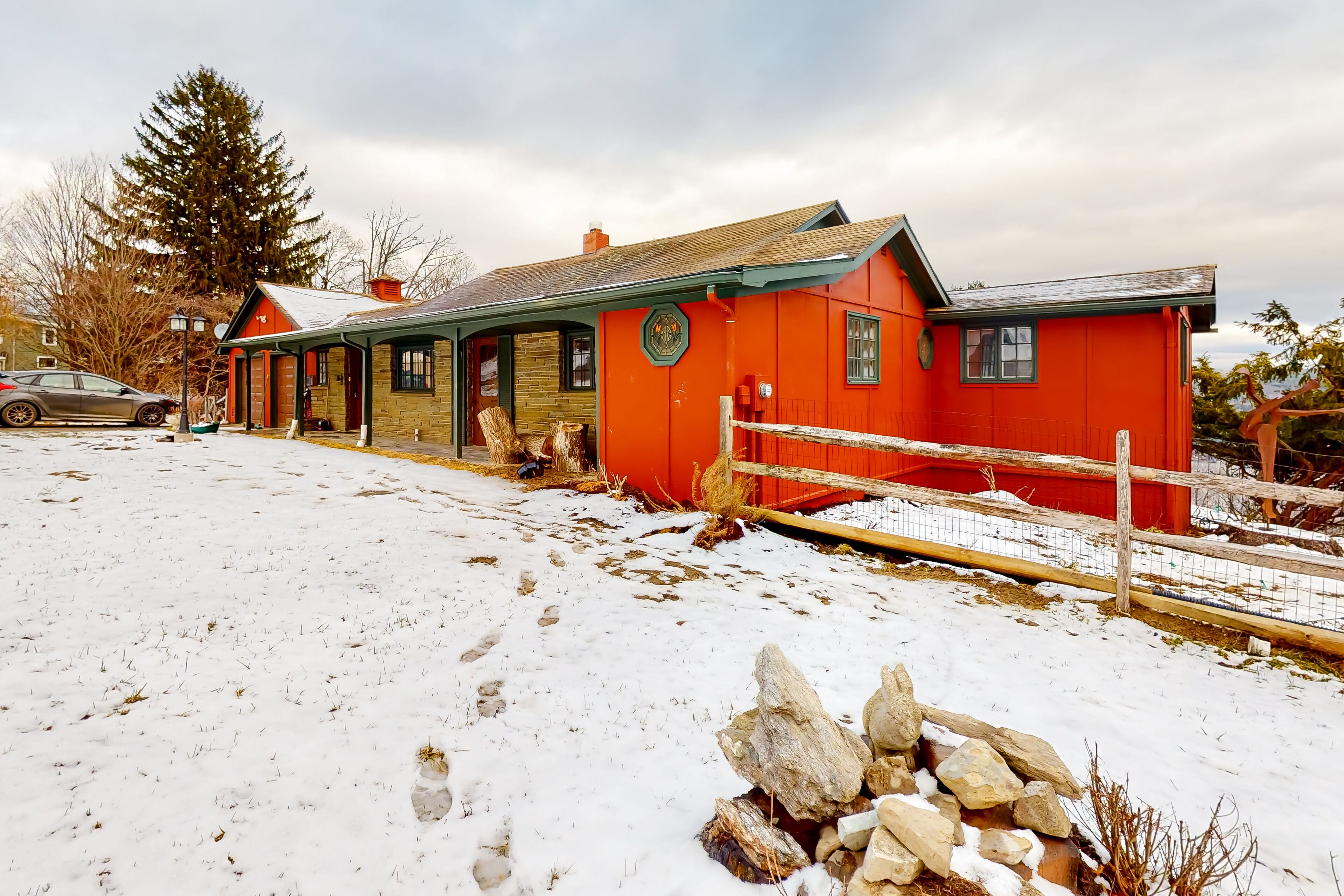 Water view home with a wood stove, grill, firepit, & washer/dryer - dogs ok