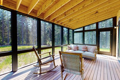 Quiet, modern, dog-friendly home with ocean views, private trails & firepit