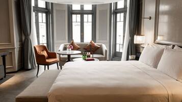 Premium bedding, down duvets, memory-foam beds, free minibar