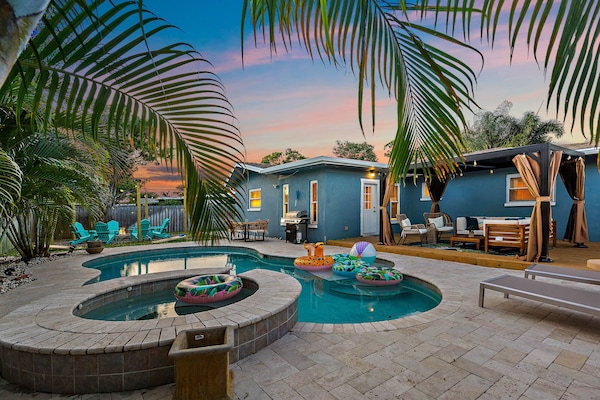 Piscine extérieure, piscine chauffée