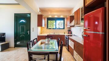 Fridge, oven, stovetop, coffee/tea maker