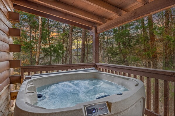 Cabin, 1 Bedroom | Outdoor spa tub