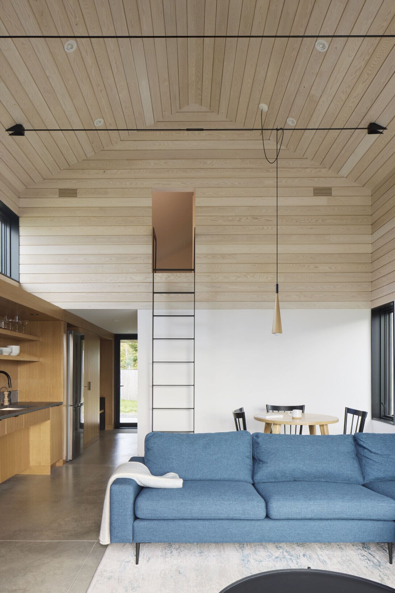 Smart TV, fireplace, books, stereo