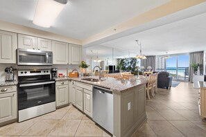 Fridge, microwave, oven, dishwasher