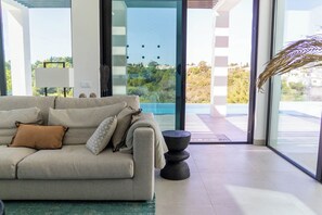 Smart TV, lareira, livros