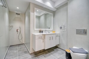 Dusche, Regendusche, Haartrockner, Handtücher
