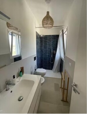 Dusche, Bidet, Handtücher
