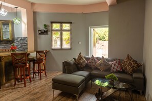 Luxury Apartment, 2 Bedrooms | Living area | 55-inch Smart TV with digital channels, TV, Netflix - Topaz Apartment Villa - Mountain View  (Soufrière)