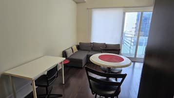 55-inch flat-screen TV with digital channels, TV, streaming services