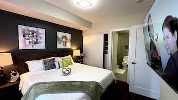 Premium bedding, blackout drapes, iron/ironing board, free WiFi