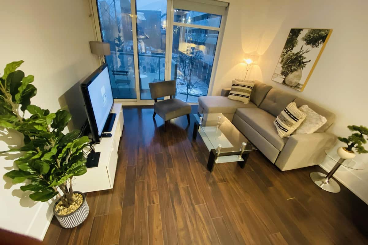 Comfort Apartment, 1 Queen Bed with Sofa bed | 2 bedrooms, premium bedding, blackout drapes, iron/ironing board
