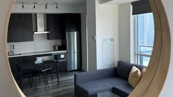 City Apartment, 1 Queen Bed with Sofa bed, City View | Living area | 55-inch flat-screen TV with digital channels, TV, streaming services