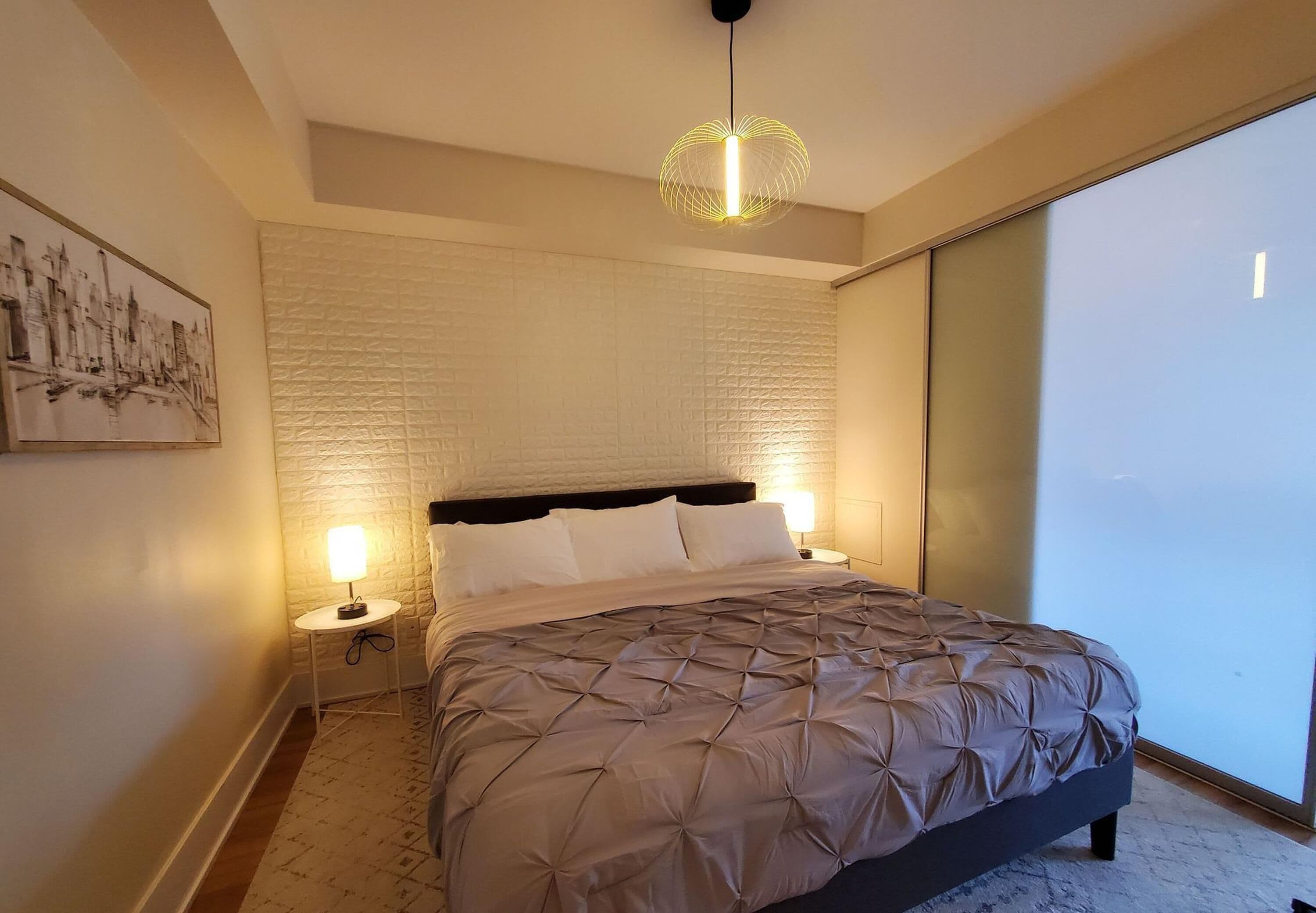 Premium bedding, blackout drapes, iron/ironing board, free WiFi