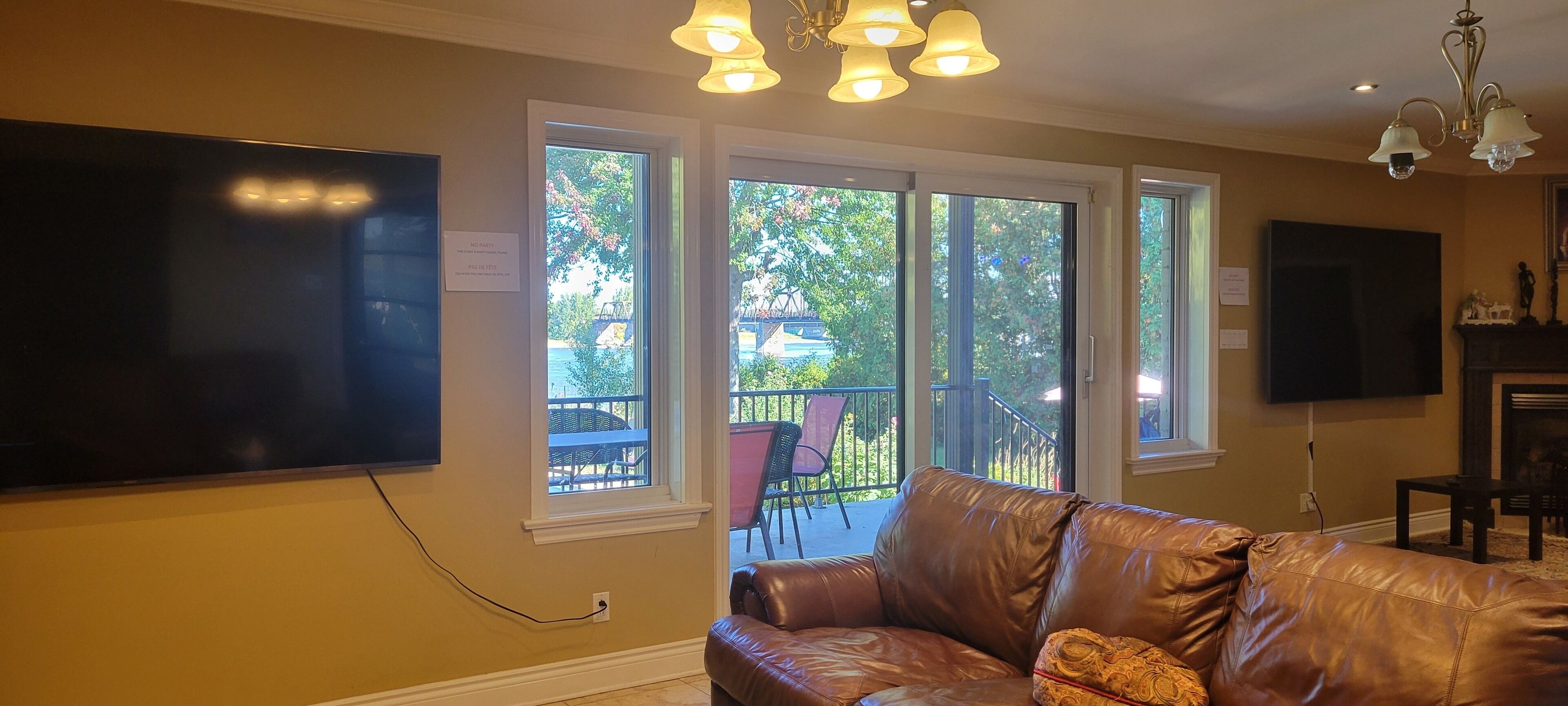 Smart TV, fireplace, video-game console, stereo