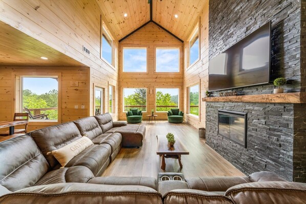 Smart TV, fireplace, foosball, table tennis