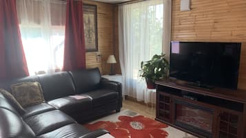 Smart TV, chimenea y reproductor de DVD