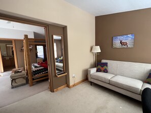 Smart TV, fireplace, DVD player, video library