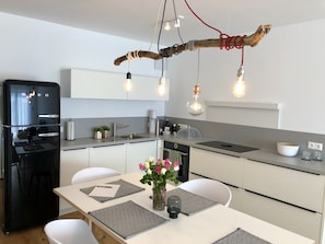 Kühlschrank, Mikrowelle, Ofen, Herdplatte