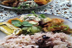 A plate of food with rice, vegetables, and a meat dish. - One building charter plan Experience the country / Echizen Fukui (Echizen)