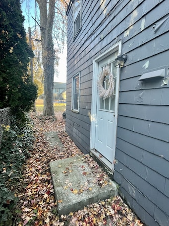 Exterior detail. Falcon’s Corner Retreat; cozy ground floor apt