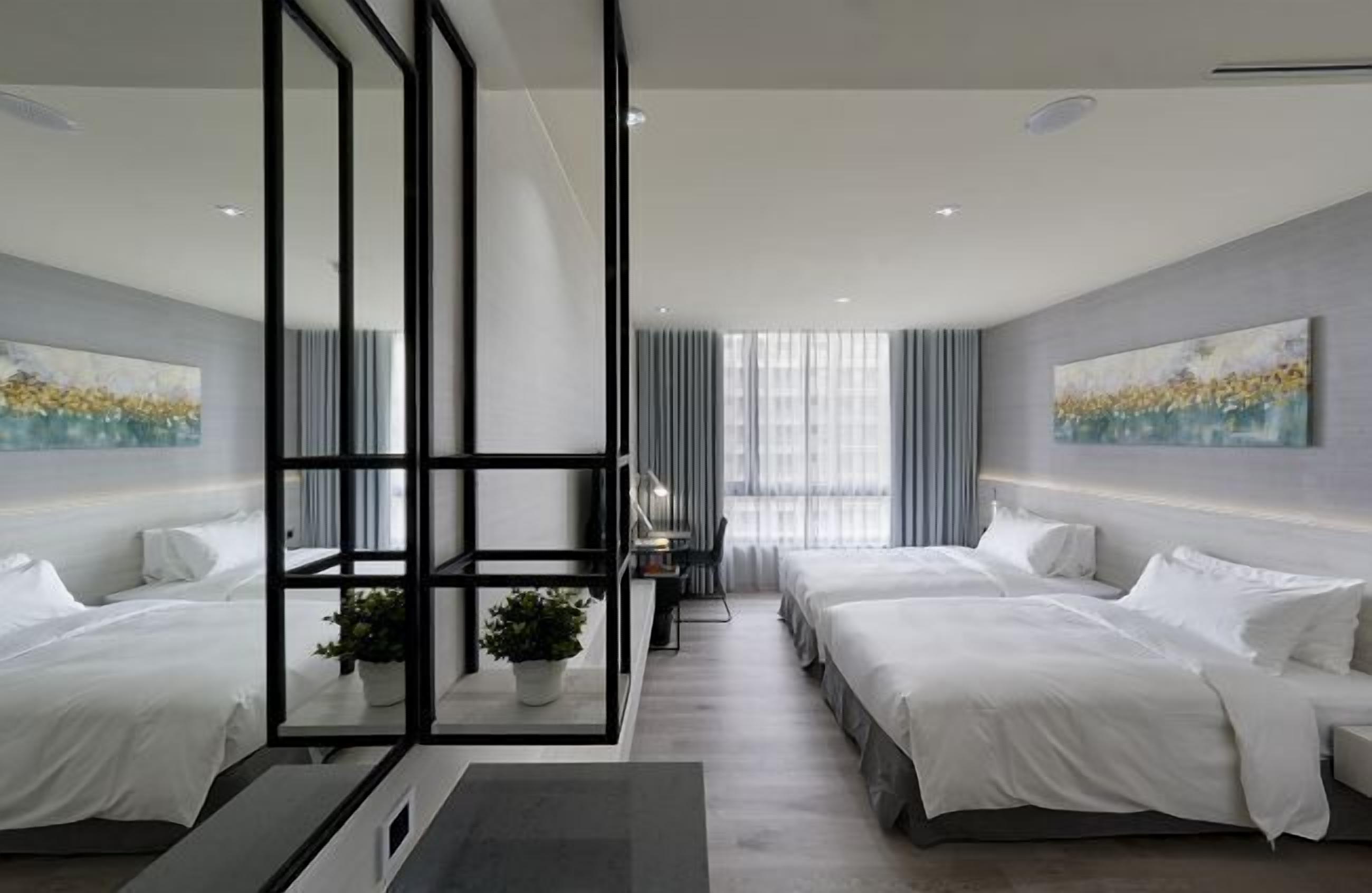 Down comforters, free minibar, in-room safe, desk