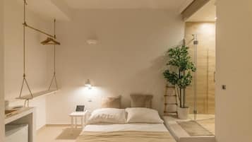 Hypo-allergenic bedding, down comforters, in-room safe, soundproofing