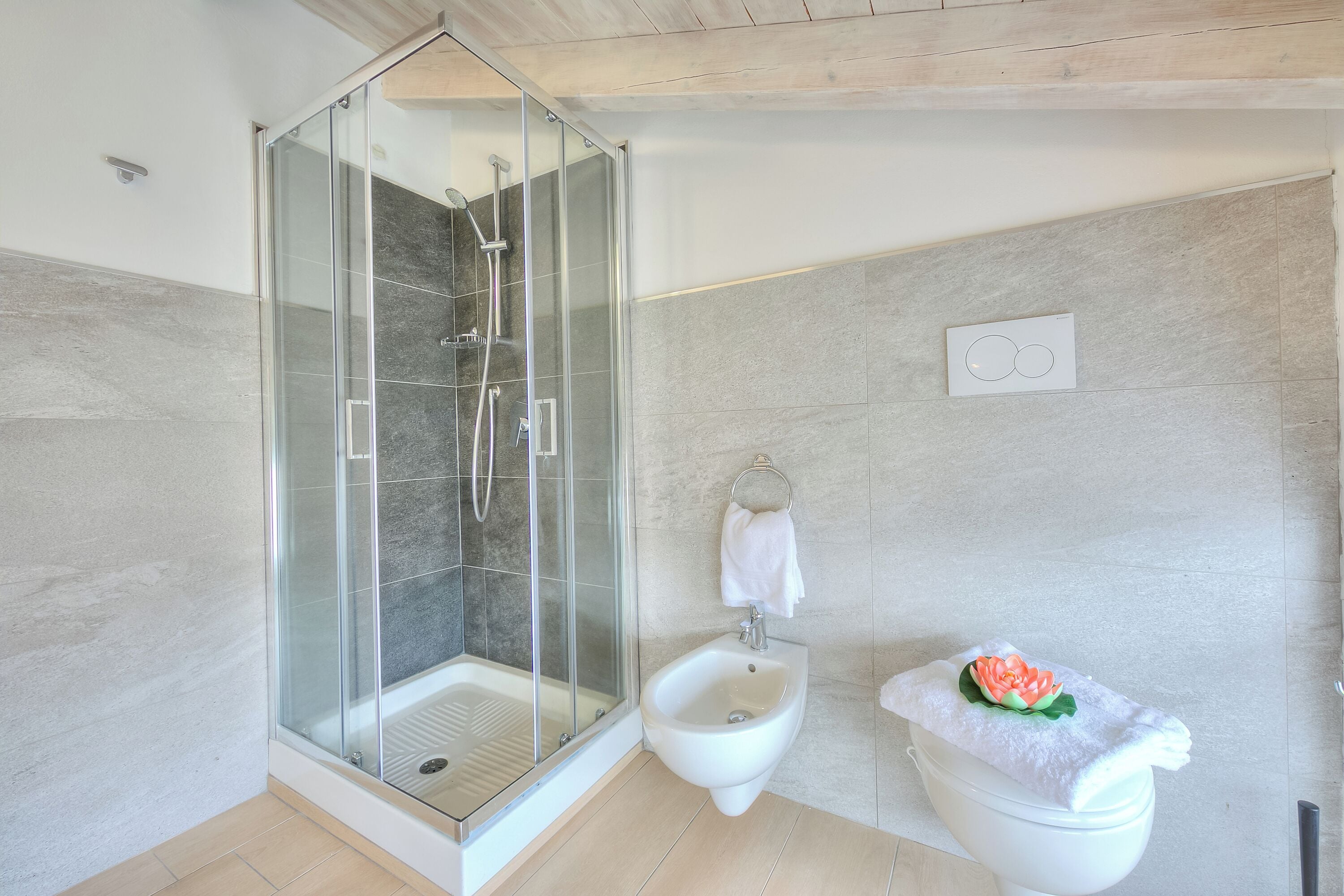 Family Apartment, Multiple Bedrooms, 2 Bathrooms (Golden Terrace) | Bathroom | Shower, hair dryer, bidet, towels