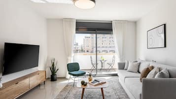 2BR Apartment (Agripas #6-8 St.) | Living area | 55-inch LCD TV with digital channels, TV, Netflix