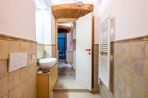 Regadera, secadora de cabello, bidet, toallas