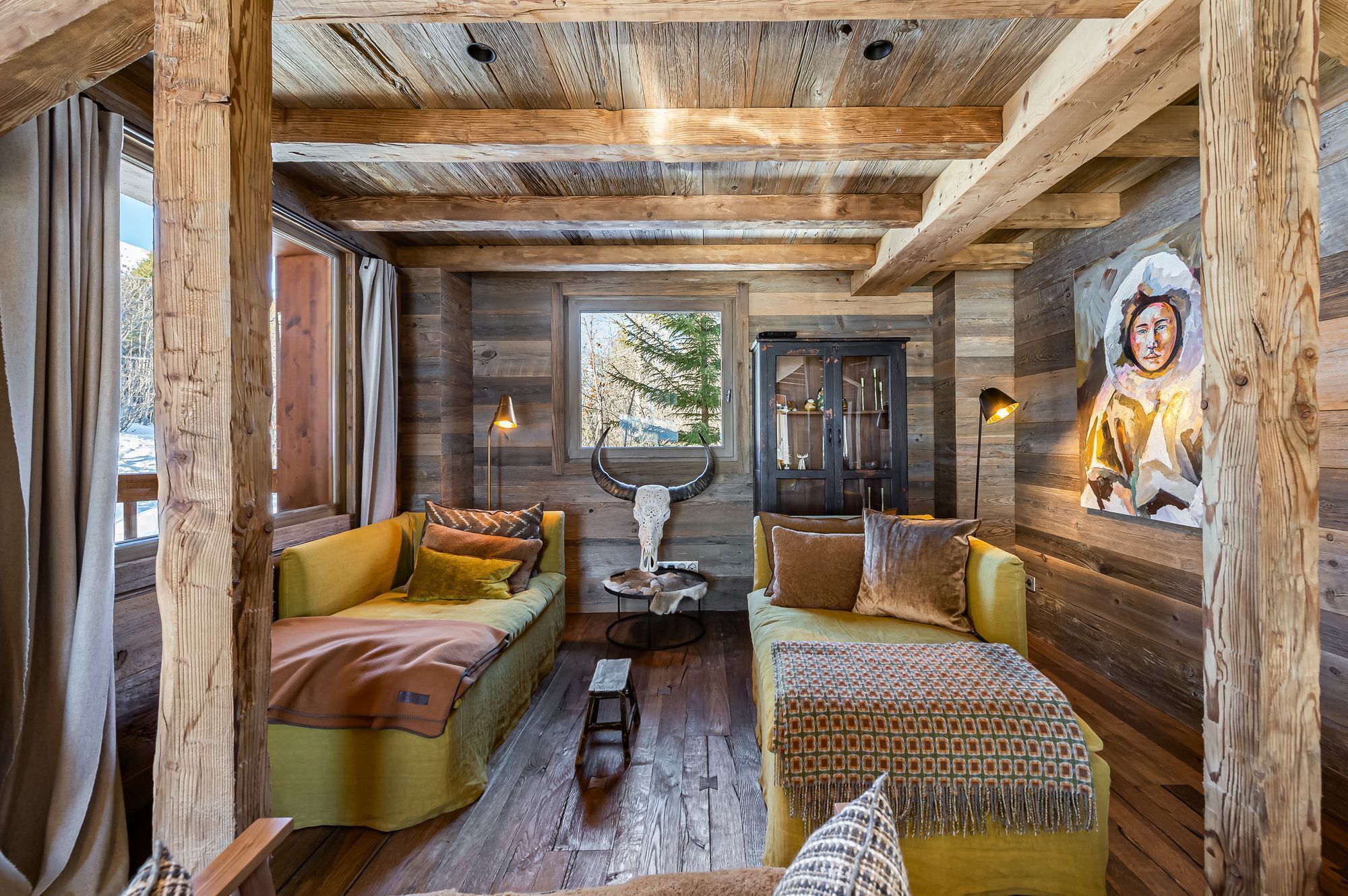Family Chalet | Living room | 120-inch plasma TV with satellite channels, TV, fireplace