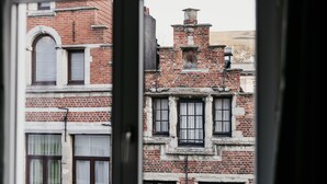 A view of a brick building with multiple windows and a chimney. - Gorgeous Duplex Apartment in old City Centre (Antwerp)