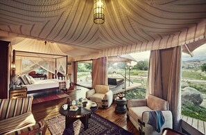 Presidentiële tent, patio (Suite) | Lakens van Egyptisch katoen, luxe beddengoed