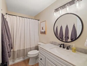 Shower, hair dryer, towels, soap - The Royalton Ranch - 2 kings 1 Queen Single Floor Living (North Royalton)