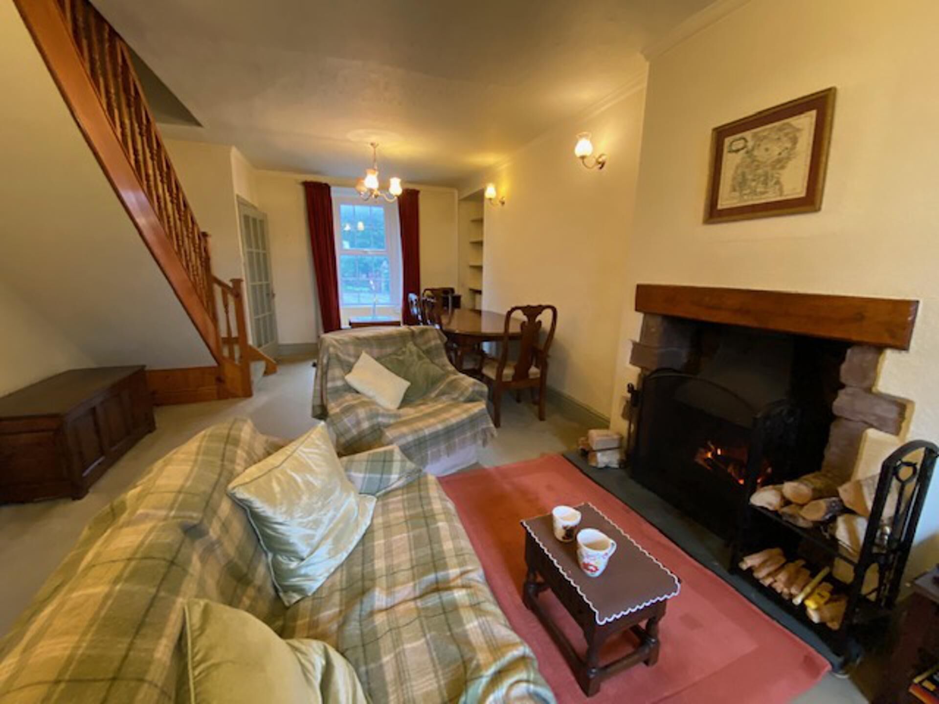 House | Living area | TV, fireplace