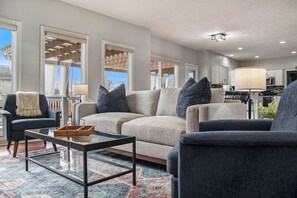 TV, fireplace, offices - Relax in Style! 5BR Home, Hot Tub & Games! (Omaha)