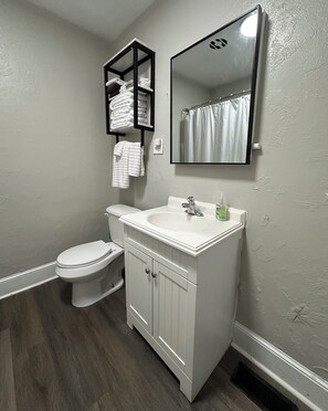 Towels, soap, shampoo, toilet paper