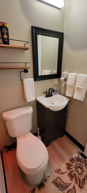 Hair dryer, towels