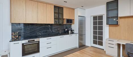 Dishwasher, high chair, dining tables