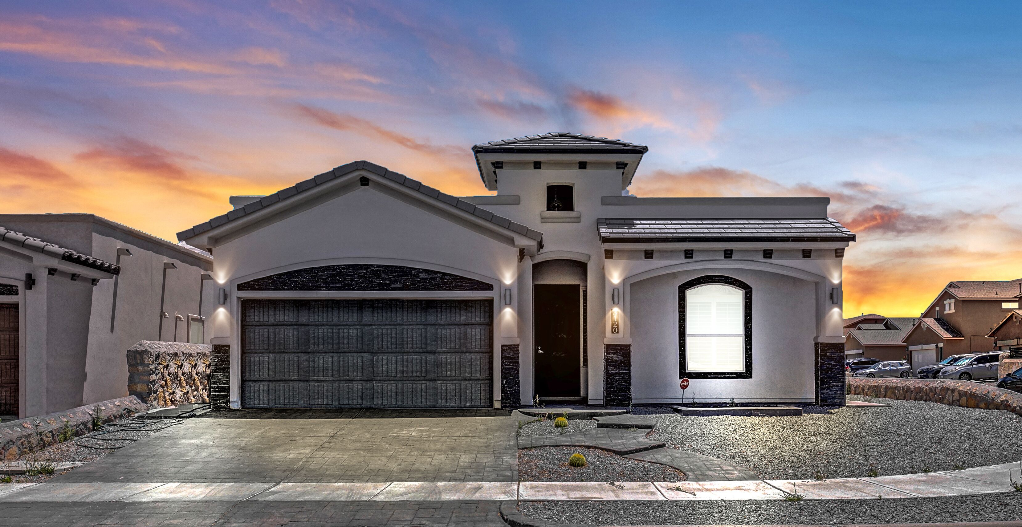 Peaceful luxurious corner home in front of a park. Has a yard for dogs
