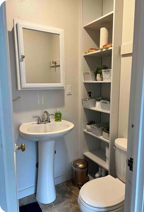 Shower, eco-friendly toiletries, hair dryer, towels