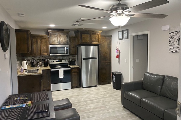 Family House | Private kitchen | Full-size fridge, microwave, oven, stovetop