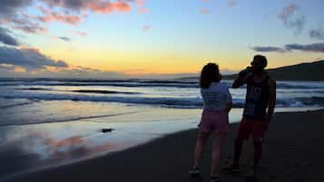 On the beach, white sand