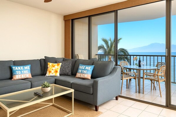 Condo (2 Bedrooms) | Living room | TV - Valley Isle Resort VIR-508 by KBM (Lahaina)