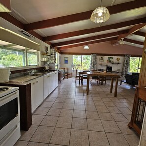 Fridge, microwave, oven, electric kettle