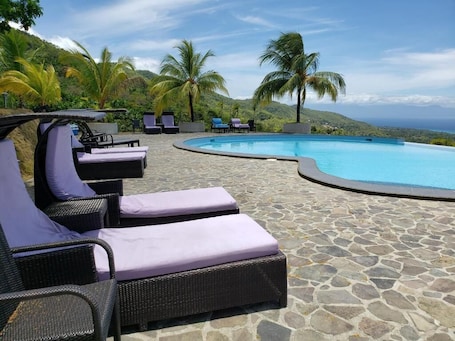 Outdoor pool, sun loungers